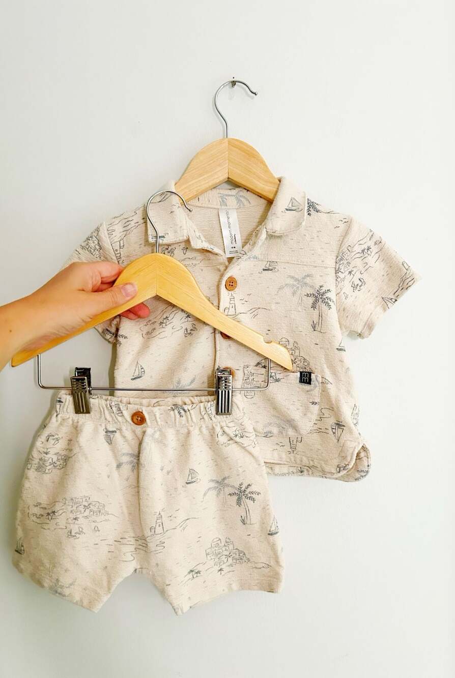 Modern Moments by Gerber Baby Boy 2-Piece Nautical Shirt and Shorts Set 18M